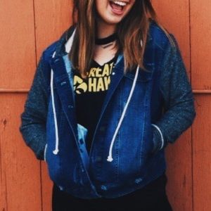 hooded sweater jean jacket